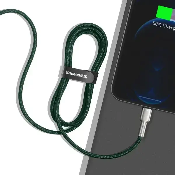 Кабель синхронизации Baseus Cafule Metal Type-C to Lightning PD 20W 2.4А 1m Green (CATLJK-A06) - изображение 7