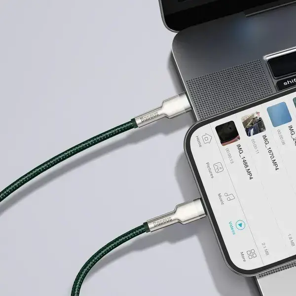 Кабель синхронизации Baseus Cafule Metal Type-C to Lightning PD 20W 2.4А 1m Green (CATLJK-A06) - изображение 8