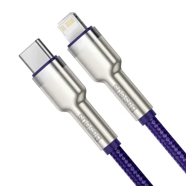 Кабель синхронизации Baseus Cafule Metal Type-C to Lightning PD 20W 2.4А 1m Purple (CATLJK-A05) - изображение 2
