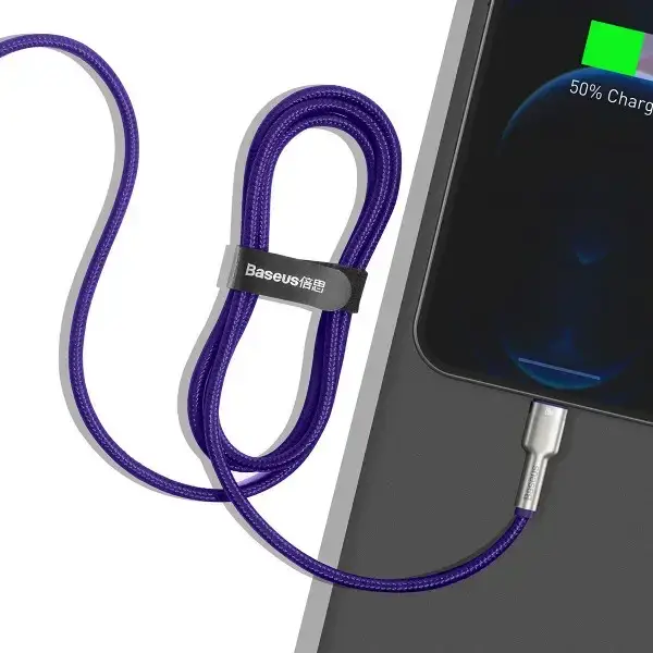 Кабель синхронизации Baseus Cafule Metal Type-C to Lightning PD 20W 2.4А 1m Purple (CATLJK-A05) - изображение 7