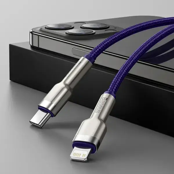 Кабель синхронизации Baseus Cafule Metal Type-C to Lightning PD 20W 2.4А 1m Purple (CATLJK-A05) - изображение 9