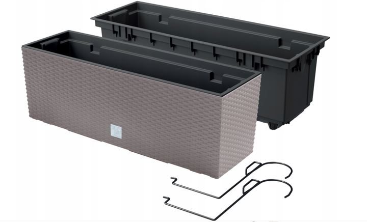 Горщик пластмасовий з вкладом Prosperplast Rato Case 58 см х 18 х 19,5 см мокко DRC600W-7529U - изображение 4