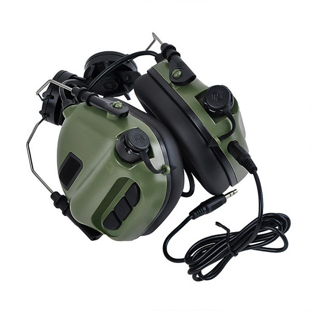 Активні захисні навушники Earmor M31H MARK3 ARC (FG) Olive з кріпленням на шолом - изображение 1