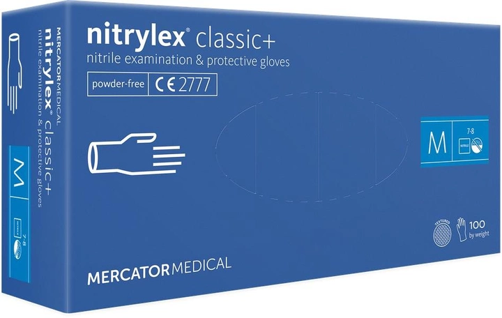 Перчатки Mercator Medical NITRYLEX BASIC одноразовые нитриловые 100шт. размер М ВВ5235CCМ100 - изображение 1