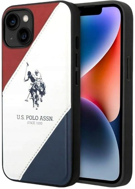Панель U.S. Polo Assn Tricolor Embossed для Apple iPhone 14 White (3666339073183) - зображення 1