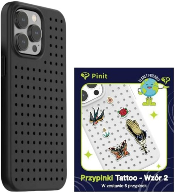 Etui Pinit Dynamic + Tattoo Pin Wzór 2 do Apple iPhone 14 Pro Black (5905359817512) - obraz 1