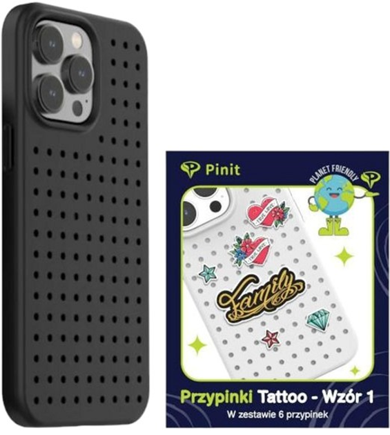 Etui Pinit Dynamic + Tattoo Pin Wzór 1 do Apple iPhone 14 Pro Max Black (5905359817536) - obraz 1