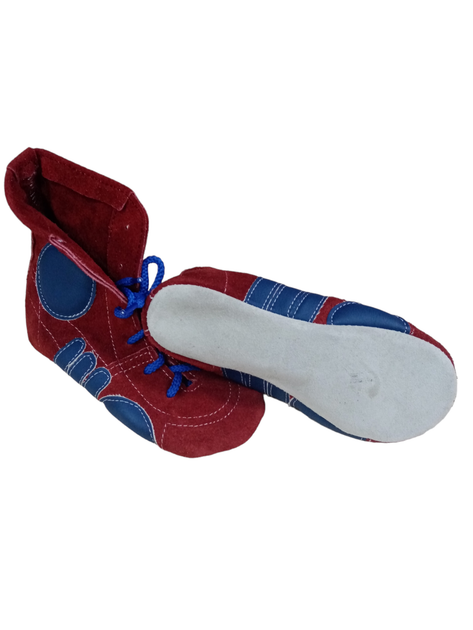 Борцовки Лерман детские красные с синими вставками подошва замш size 31/20.5см - Фото 2 Борцовки Лерман детские красные с синими вставками подошва замш size 31/20.5см - изображение 2