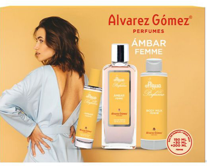 Zestaw damski Alvarez Gomez Ambar Body lotion 200 ml + Perfumy damskie 150 ml + 30 ml (8422385320023) - obraz 2