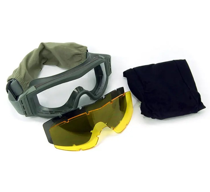 Тактичні окуляри маска E-Tac WT-12 + змінні лінзи (1 окуляри та 3 лінзи) - зображення 1