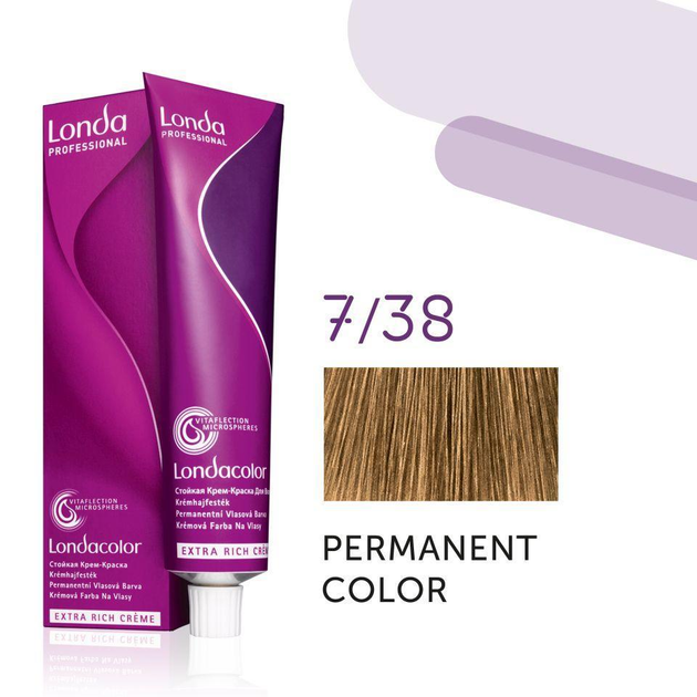 Краска для волос Londa Professional Permanent Color Extra Rich Creme 7/38 (medium blonde gold pearl) 60мл - Фото 1 Краска для волос Londa Professional Permanent Color Extra Rich Creme 7/38 (medium blonde gold pearl) 60мл - изображение 1