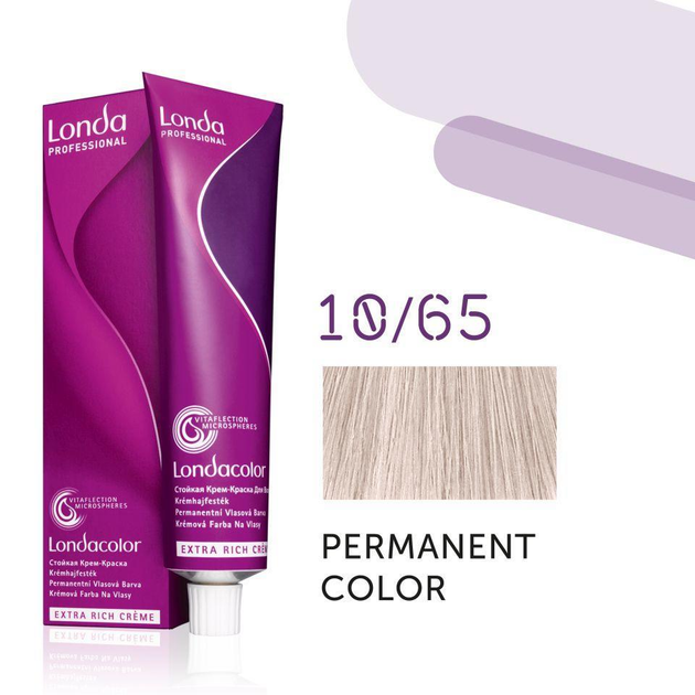 Краска для волос Londa Professional Permanent Color Extra Rich Creme 10/65 (light light blonde violet red)60мл - Фото 1 Краска для волос Londa Professional Permanent Color Extra Rich Creme 10/65 (light light blonde violet red)60мл - изображение 1