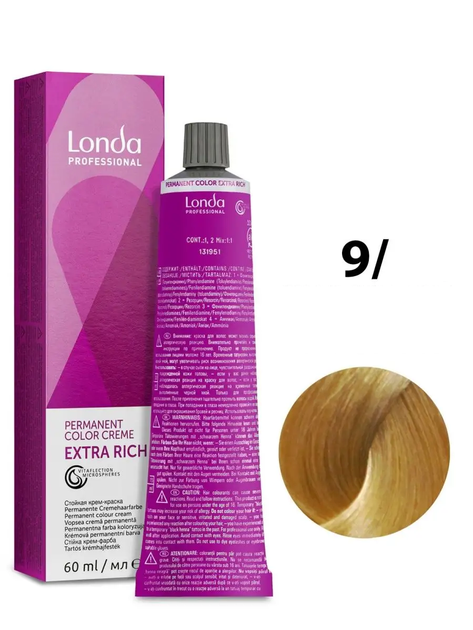 Краска для волос Londa Professional Permanent Color Extra Rich Creme 9/ (light blonde natural-warm) 60мл - Фото 1 Краска для волос Londa Professional Permanent Color Extra Rich Creme 9/ (light blonde natural-warm) 60мл - изображение 1