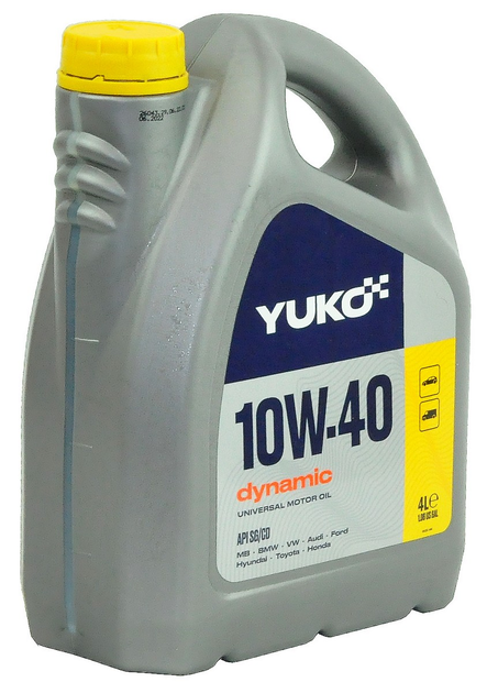 Масло YUKO DYNAMIC 10W-40 SAE API SG/CD 4л канистра пластик – фото ...