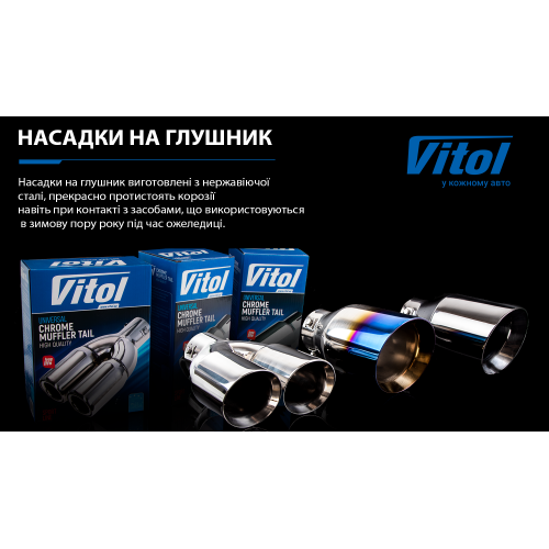 Насадка на глушитель НГ0478 внутренний 64мм 229мм 2 выхода 76мм - изображение 2