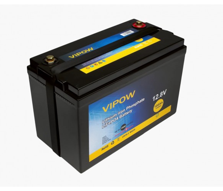 Аккумулятор Vipow LiFePO4 12,8V 100Ah со встроенной ВМS платой 80A ...