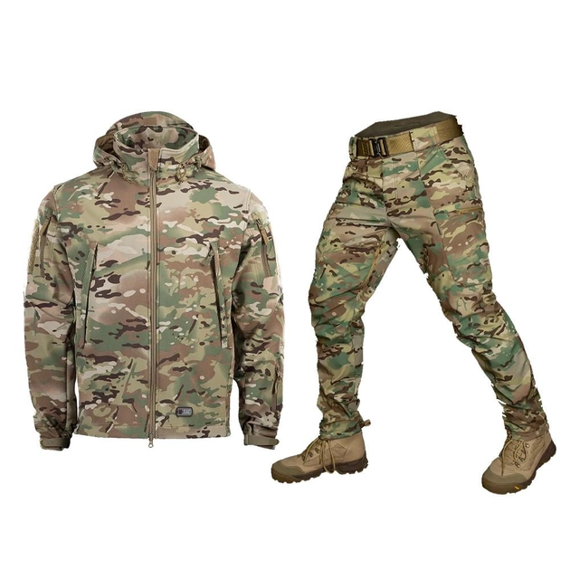 Чоловічий зимовий Комплект Куртка M-TAC + Штани CamoTec «Stalker Vent» / Польова форма SoftShell на флісі мультикам розмір S - зображення 1