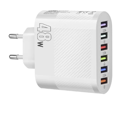 Зарядний пристрій 6 USB, 48 Вт, 5 В-3,5A, 220в, - Фото 1 Зарядний пристрій 6 USB, 48 Вт, 5 В-3,5A, 220в, - зображення 1