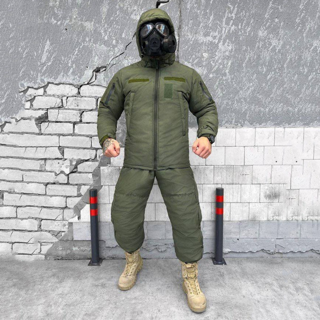 Мужской зимний костюм FALCON с синтетическим пухом / Влагозащищенная куртка с капюшоном + брюки олива размер L - изображение 1