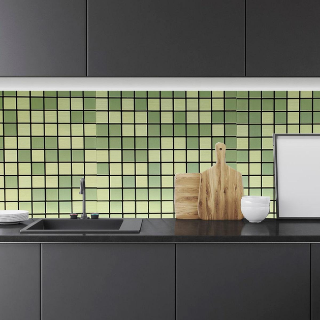 Самоклеющаяся алюминиевая плитка Sticker Wall зеленое золото мозаика 300х300х3мм SW-00001168 (D) - изображение 8