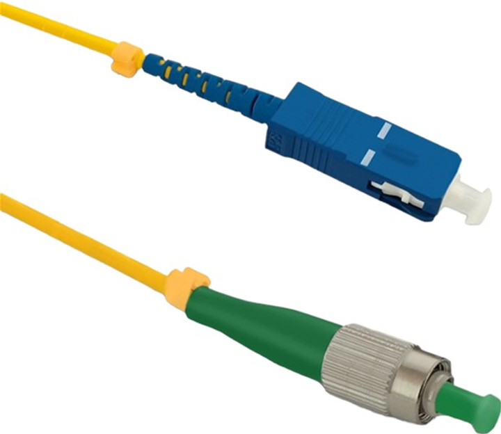 Patchcord światłowodowy Qoltec FC/APC - SC/UPC Singlemode 9/125 G652D Simplex 15 m Żółty (5901878543055) - obraz 1