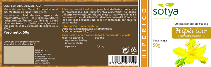 Suplement diety Sotya Hipericon 100 tabletek (8427483015123) - obraz 2