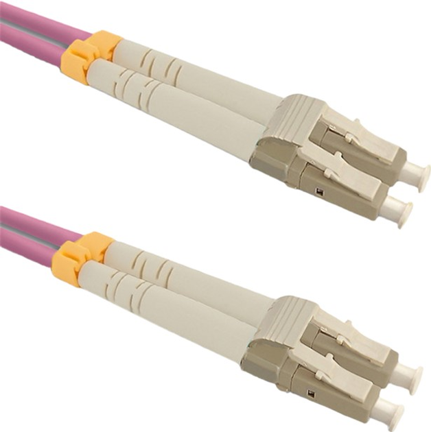 Оптичний патч-корд Qoltec LC/UPC - LC/UPC Multimode 50/125 OM4 Duplex 3 м Pink (5901878543451) - зображення 1