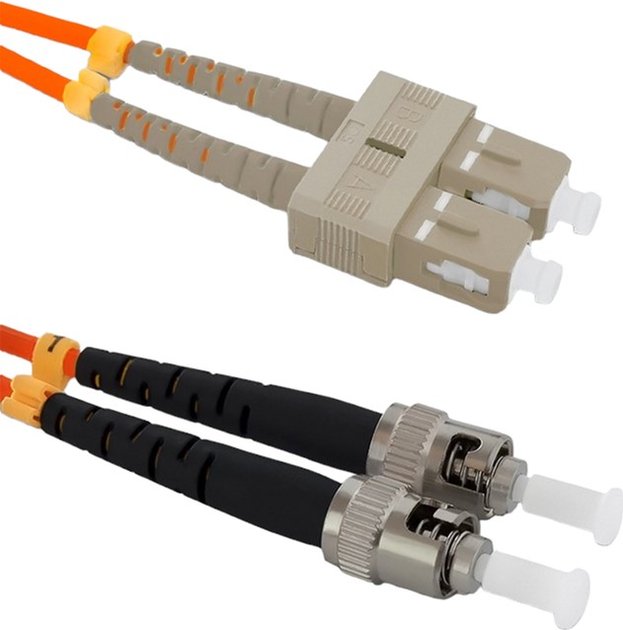 Patchcord światłowodowy Qoltec SC/UPC - ST/UPC Multimode 50/125 OM2 Duplex 2 m Pomarańczowy (5901878540641) - obraz 1