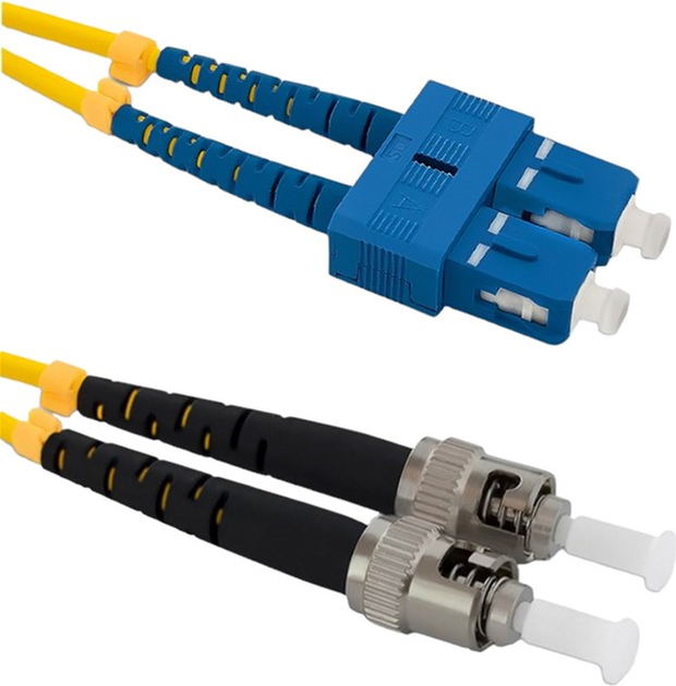 Patchcord światłowodowy Qoltec SC/UPC - ST/UPC Singlemode 9/125 G652D Duplex 2 m Żółty (5901878540603) - obraz 1