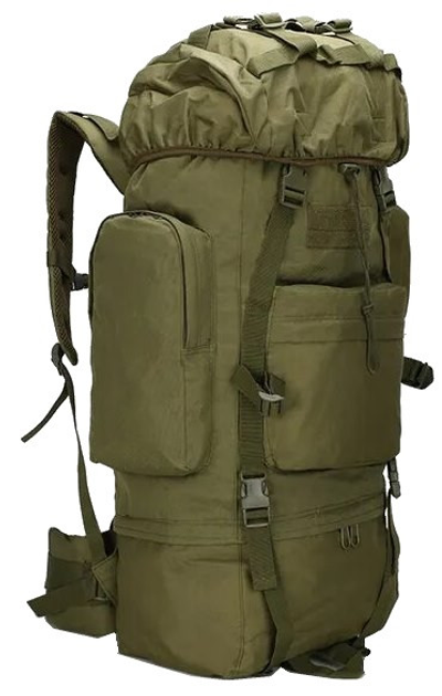 Великий тактичний, армійський рюкзак із дощовиком 65L Combat хакі (235996) - зображення 1