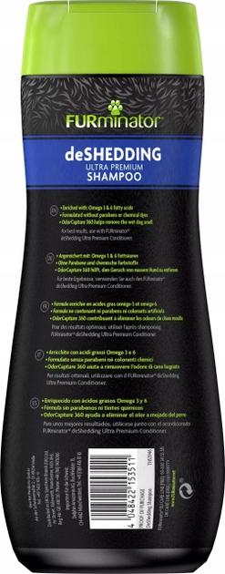 Szampon dla psów FURminator Ultra Premium Shampoo deShedding aby zmniejszyć linienie 473 ml (4048422153511) - obraz 2