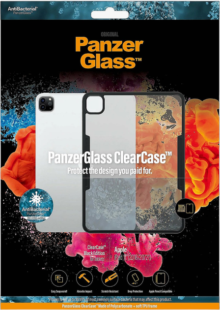 Etui plecki PanzerGlass ClearCase Anttibacterial do Apple iPad 11" 2018/2020/2021 Czarny (5711724003110) - obraz 2