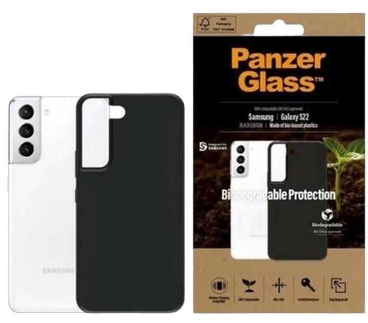 Etui Panzer Glass Biodegradable do Samsung Galaxy S22 Black (5711724003745) - obraz 1