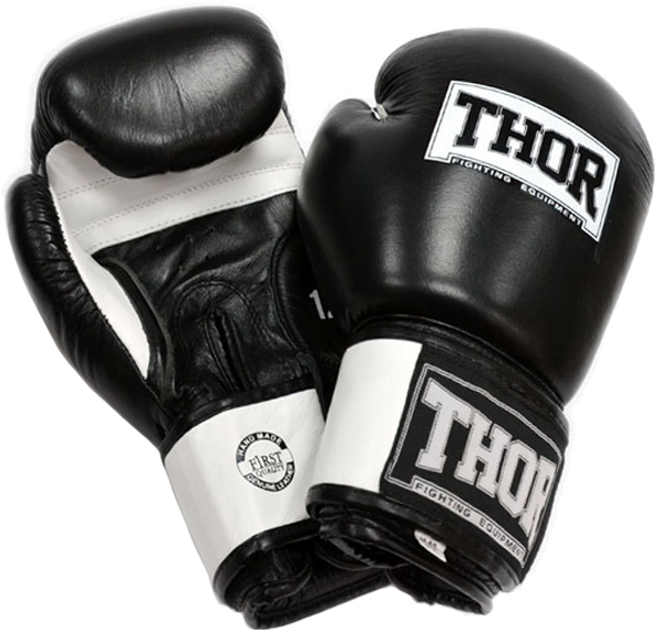 Перчатки боксерские Thor Sparring PU 14 унций Черно-белые ...