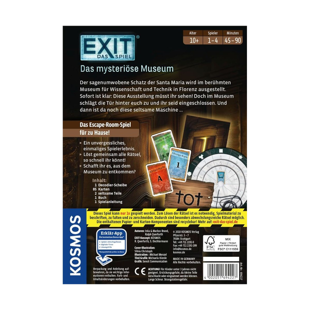 Настільна гра Kosmos Exit The Game Секретний музей (4002051694227) - зображення 2