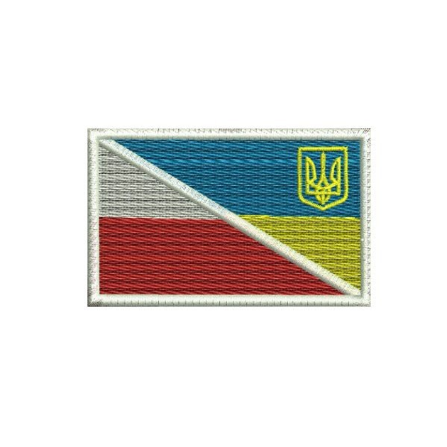 Шеврон на липучці (велкро) Польсько-Український Прапор 8х5 см Чорний 5070 - изображение 1