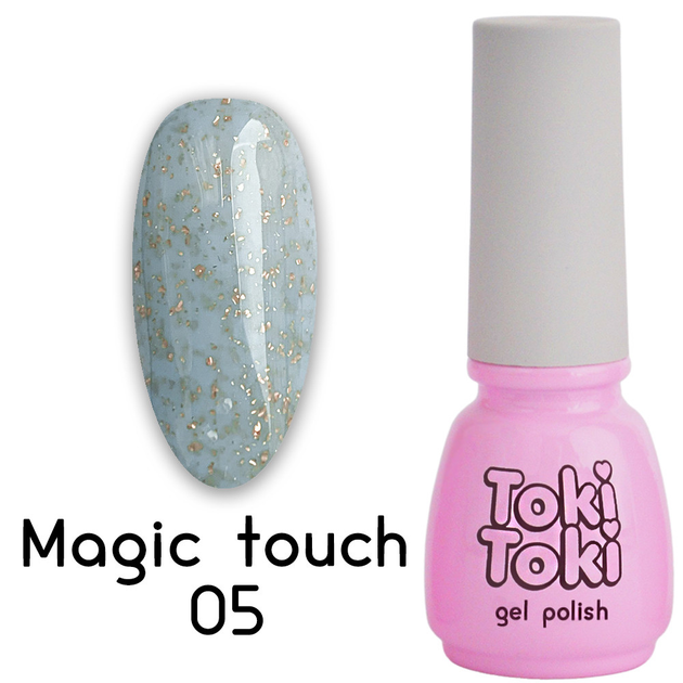 Гель-лак Toki Toki Magic touch MG05, 5 мл, серый с золотой поталью от ...
