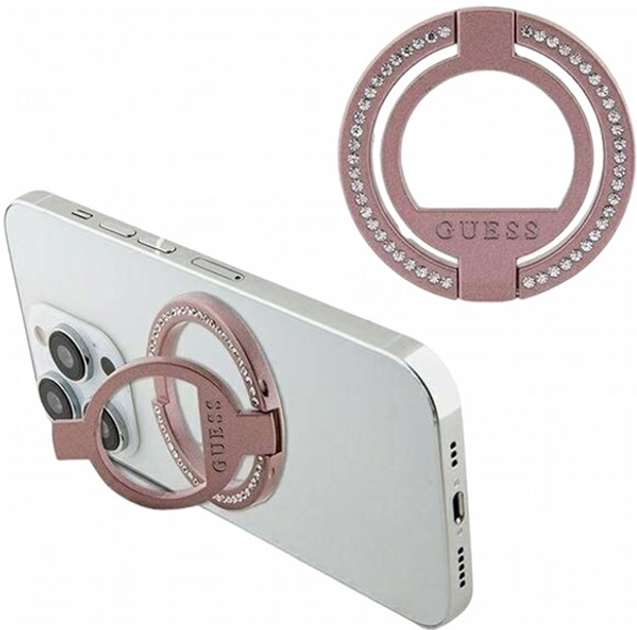 Тримач-кільце на смартфон Guess Ring Stand MagSafe GUMRSALDGP Rhinestone Pink (3666339170363) - зображення 2