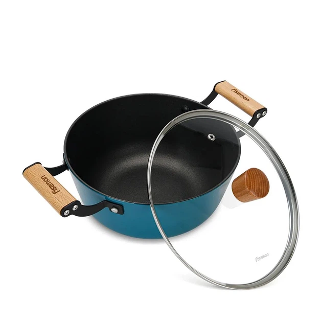 Кастрюля с крышкой Fissman Seagreen 28х12см/6л из чугуна эмалированная с антипригарным покрытием XylanPlus(4015) - изображение 3