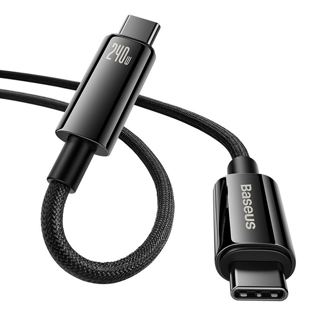 Кабель Baseus USB Type-C до USB Type-C Tungsten Gold Power Delivery 240 Вт 1 м Black (CAWJ040001) - зображення 3