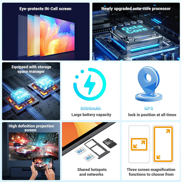 Планшет 10" Full HD Magch T28 6/64Gb 2-SIM 8 ядер Android 13 8000 mAh ...
