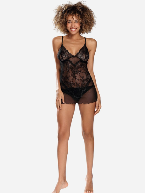 Еротичний комплект (нічна сорочка + трусики-бікіні) жіночий DKaren Stacy S Чорний (5903251460249) - зображення 2