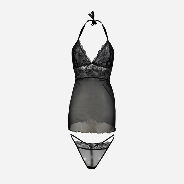Еротичний комплект (нічна сорочка + трусики-бікіні) жіночий DKaren Arizona S Чорний (5903251460966) - зображення 1