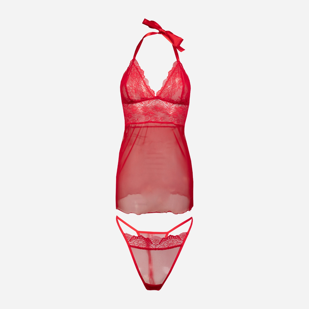 Komplet erotyczny (koszula nocna + majtki-bikini) damski DKaren Arizona S Czerwony (5903251460904) - obraz 1
