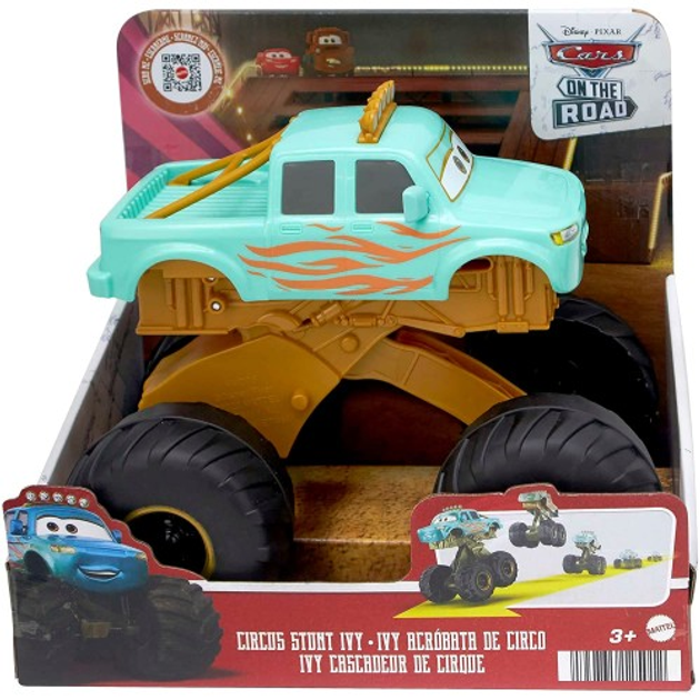 Monster Truck Mattel Disney Pixar Cars On The Road Circus Stunt Ivy Truck Push Roll Jump New (194735125012) - obraz 2