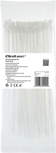 Кабельні стяжки Qoltec Nylon UV 3.6 x 200 мм 100 шт White (5901878521992) - зображення 1