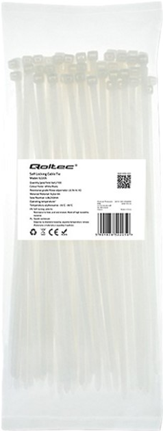 Кабельні стяжки Qoltec Nylon UV 4.8 x 250 мм 100 шт White (5901878522050) - зображення 1