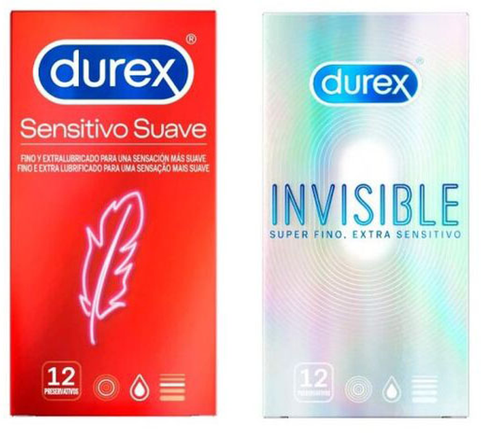 Zestaw prezerwatyw Durex Pack consisting of Durex Sensitive Soft 12 szt. + Invisible Condoms 12 szt. Duplo (8428076002919) - obraz 1