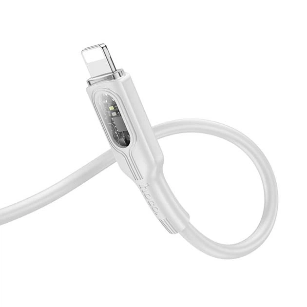 Кабель зарядки Hoco U120 (2.4A) (1.2M) USB to Lightning для пристроїв IP iOs Apple Сірий - изображение 3