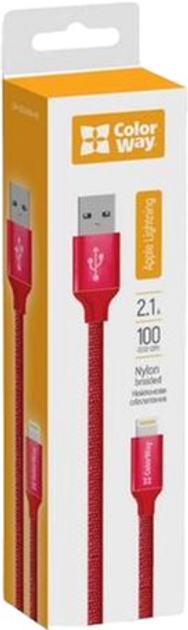 Kabel ColorWay USB-Lightning 1 m Czerwony (4823094912990) - obraz 1